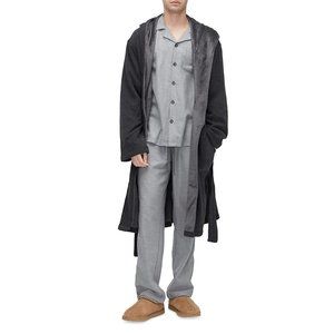 NEW UGG Sizes M - XL Mens Brunswick Faux Fur-Lined Robe - Grey
